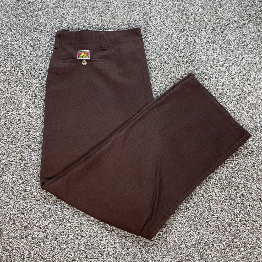 Ben Davis Men's 46x31 Pants Original Style Brown Work Wide Leg Gorilla Logo